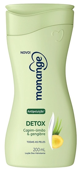 Loção Corporal Deo Hidratante Capim Limão Gengibre Monange Detox Frasco 200ml