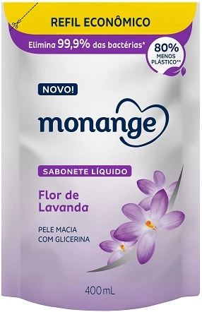 Sabonete Líquido Flor De Lavanda Monange Sachê 400ml Refil Econômico