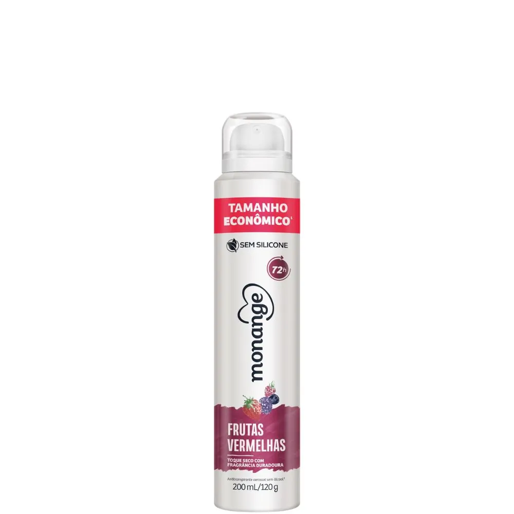 Antitranspirante Aerossol Frutas Vermelhas Monange 200ml Spray Tamanho Econômico