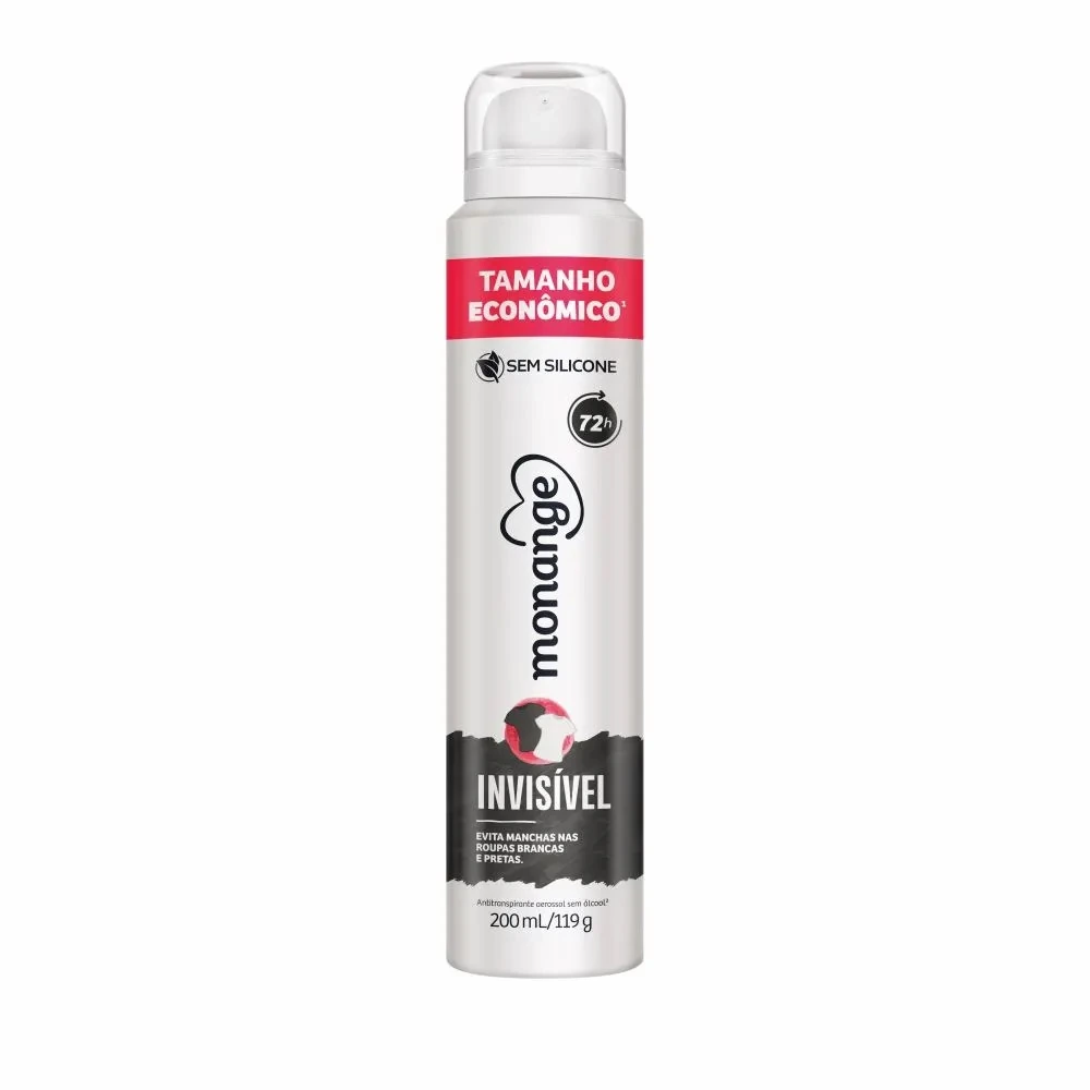 Antitranspirante Aerossol Invisível Monange 200ml Spray Tamanho Econômico