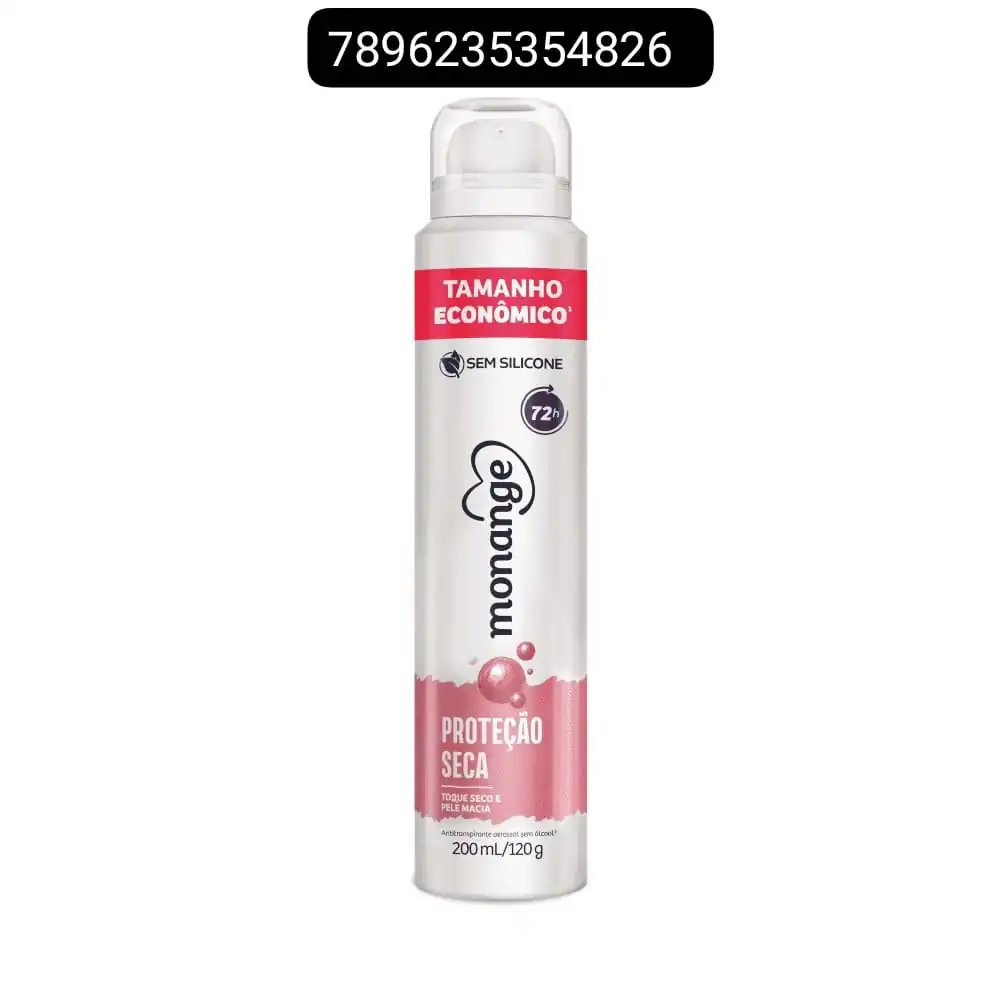 Antitranspirante Aerossol Monange Proteção Seca 200ml Spray Tamanho Econômico