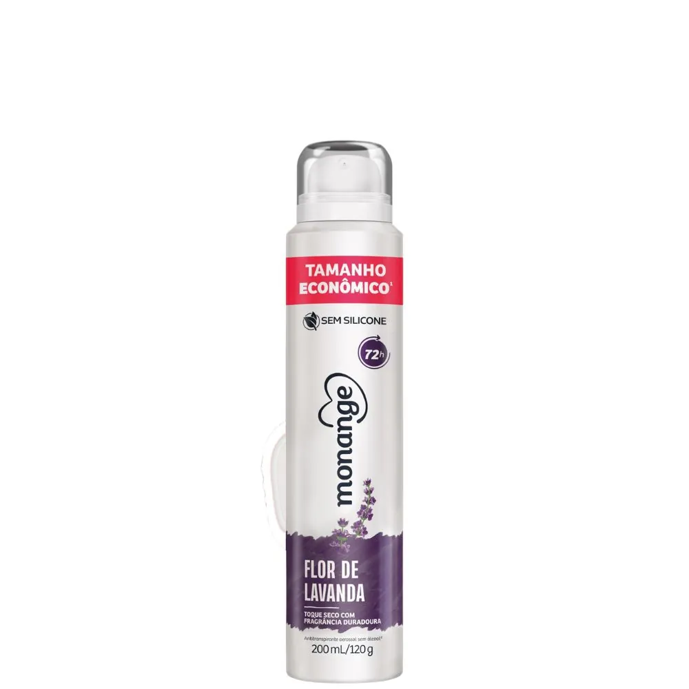 Antitranspirante Aerossol Flor De Lavanda Monange 200ml Spray Tamanho Econômico