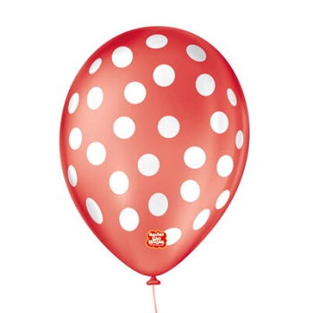 Balao 9 Bolinha C/25 Verm/branco Unidade