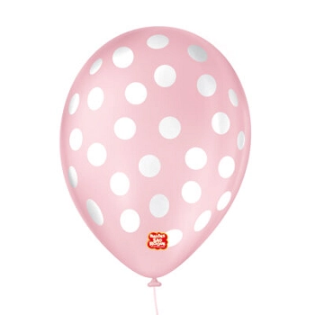 Balao N9 Bolinha Rosa Baby/brc C/25 Sao Roque