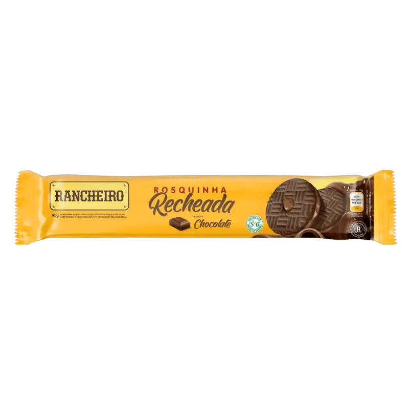 Biscoito Rosquinha Vegano Coco Recheio Chocolate Rancheiro Pacote 90g