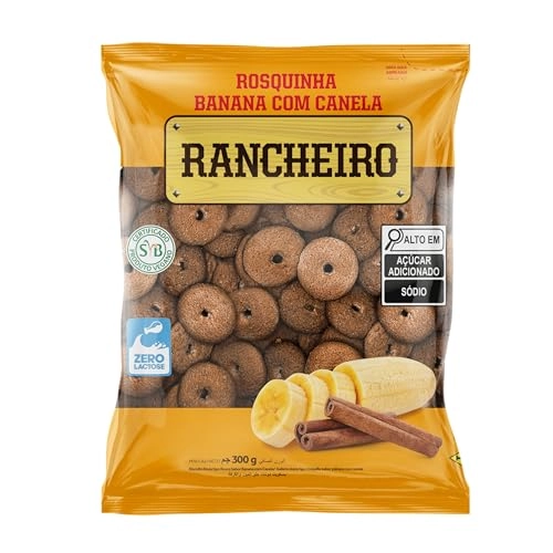 Biscoito Rosquinha Vegano Banana Com Canela Rancheiro Pacote 300g