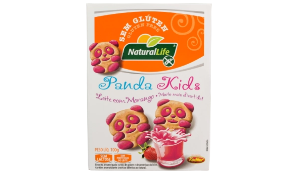 Bisc Panda Kids Kodilar 100g Leite Morango S/ Gluten