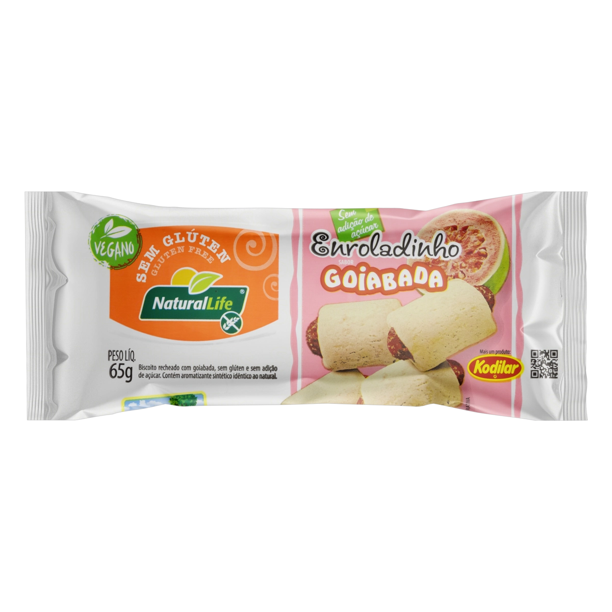 Biscoito Enroladinho Vegano Recheio Goiabada Sem Glúten Natural Life Pacote 65g