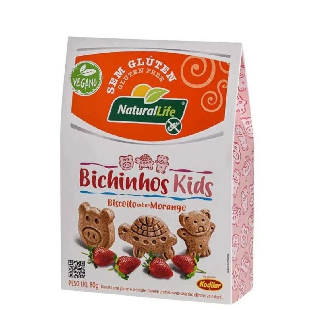 Biscoito Bichinhos Kids Kodilar 80g S/gluten Morango