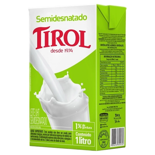 Leite Uht Semidesnatado Tirol Caixa 1l