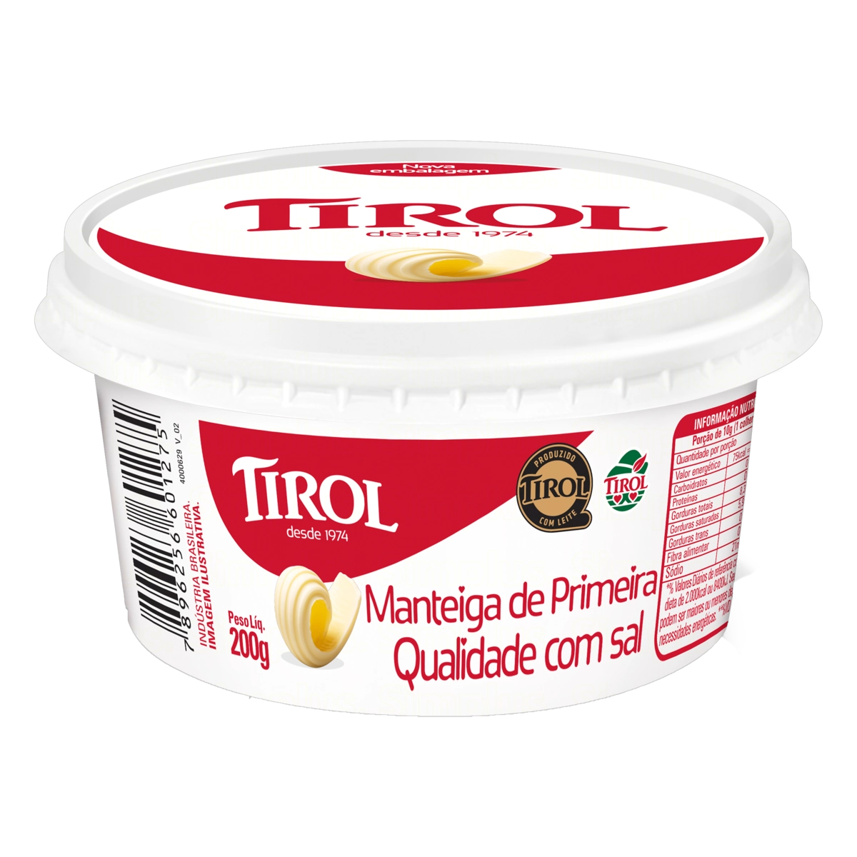 Manteiga De Primeira Qualidade Com Sal Tirol Pote 200g