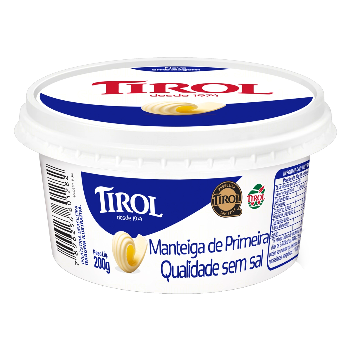 Manteiga De Primeira Qualidade Sem Sal Tirol Pote 200g