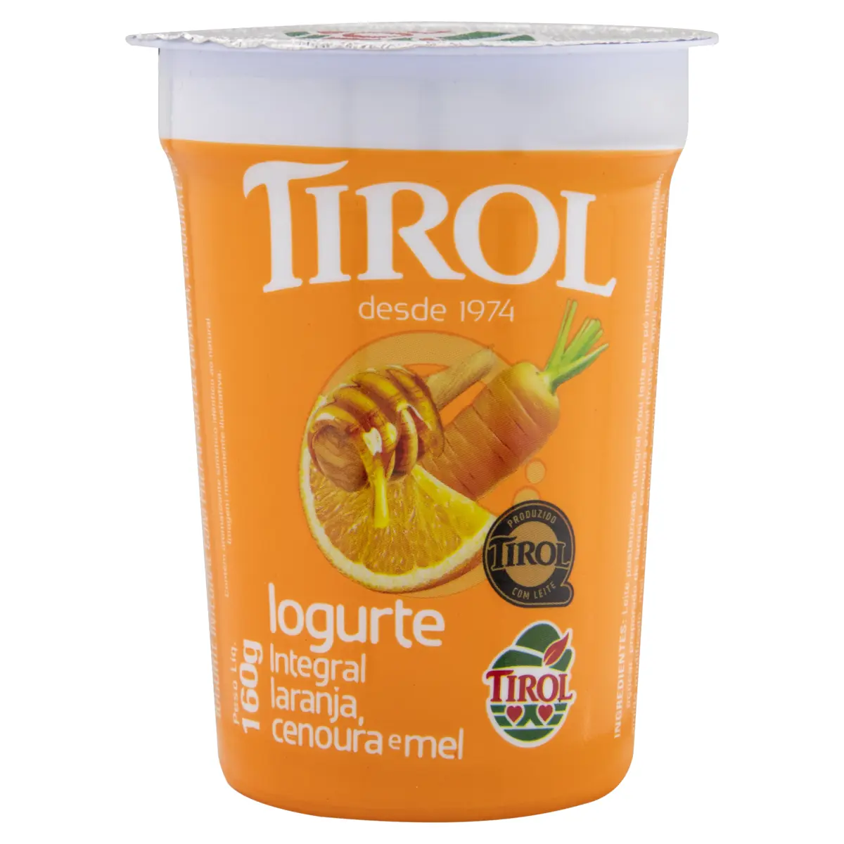 Iogurte Integral Laranja, Cenoura E Mel Tirol Copo 160g