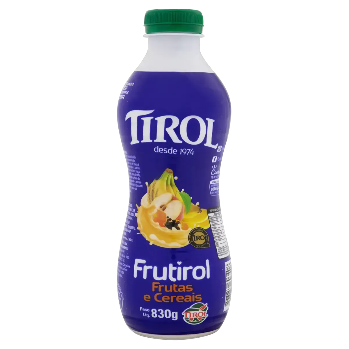Bebida Láctea Fermentada Frutas E Cereais Tirol Frutirol Garrafa 830g