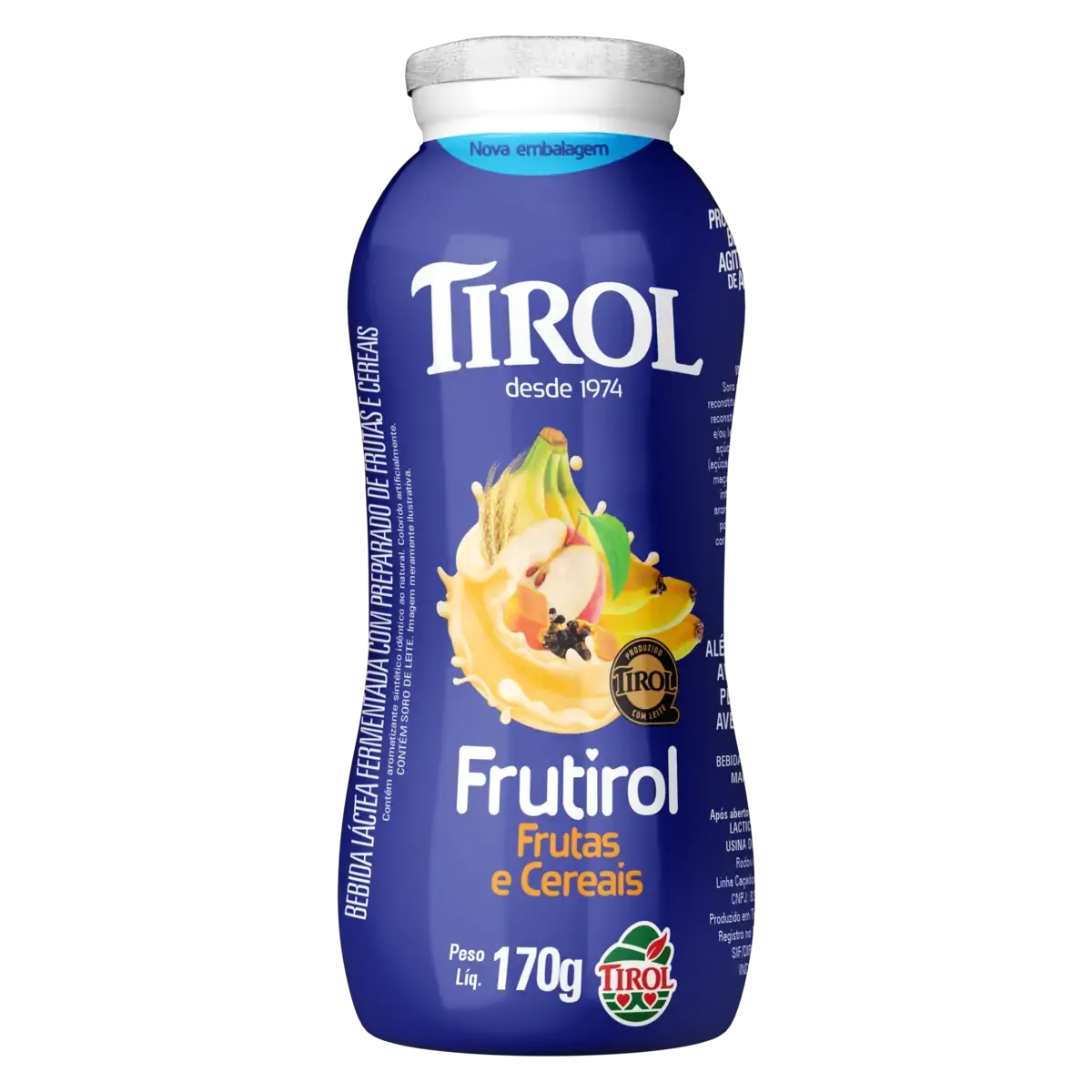 Bebida Láctea Fermentada Frutas E Cereais Tirol Frutirol Frasco 170g