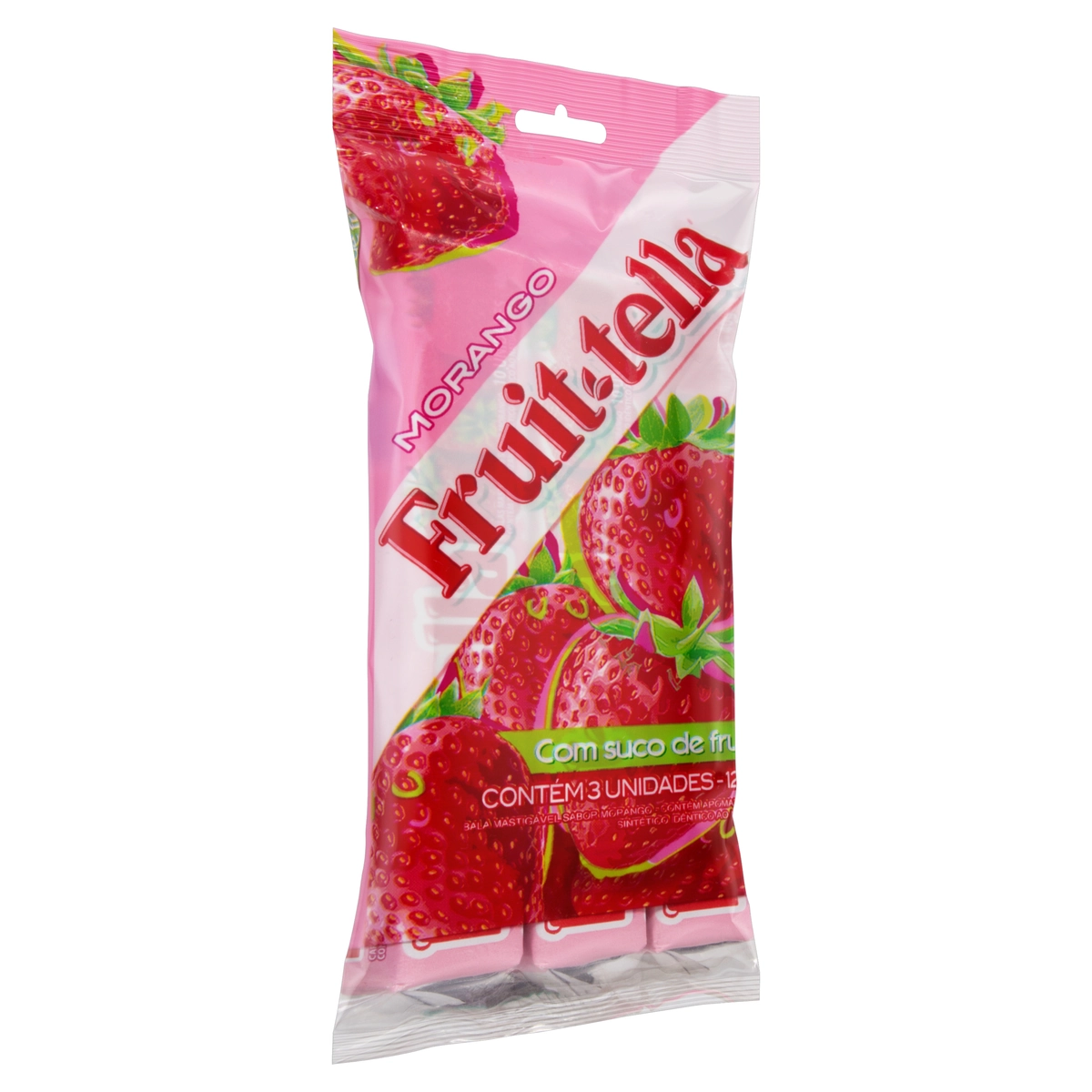 Pack Bala Morango Fruit Tella Pacote 120g 3 Unidades