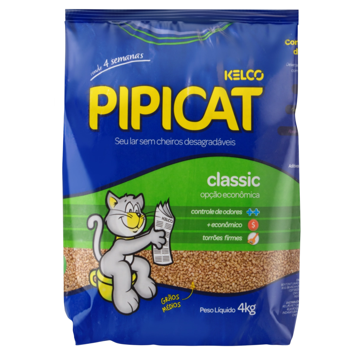 Areia Sanitária Para Gatos Classic Pipicat Pacote 4kg