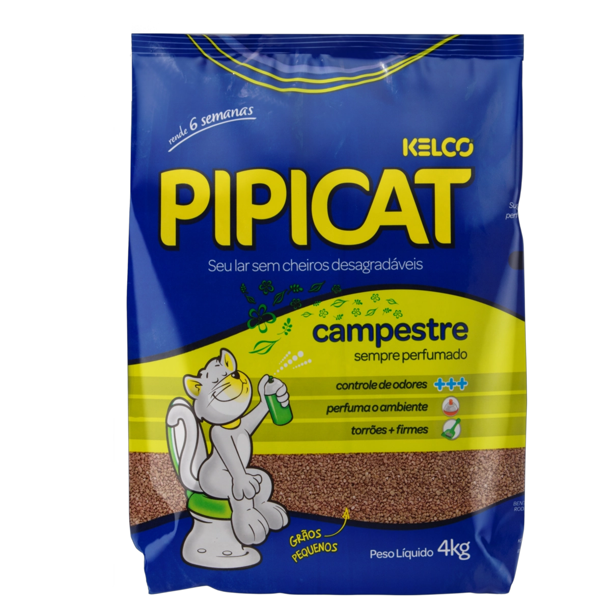 Areia Sanitária Para Gatos Campestre Pipicat Pacote 4kg