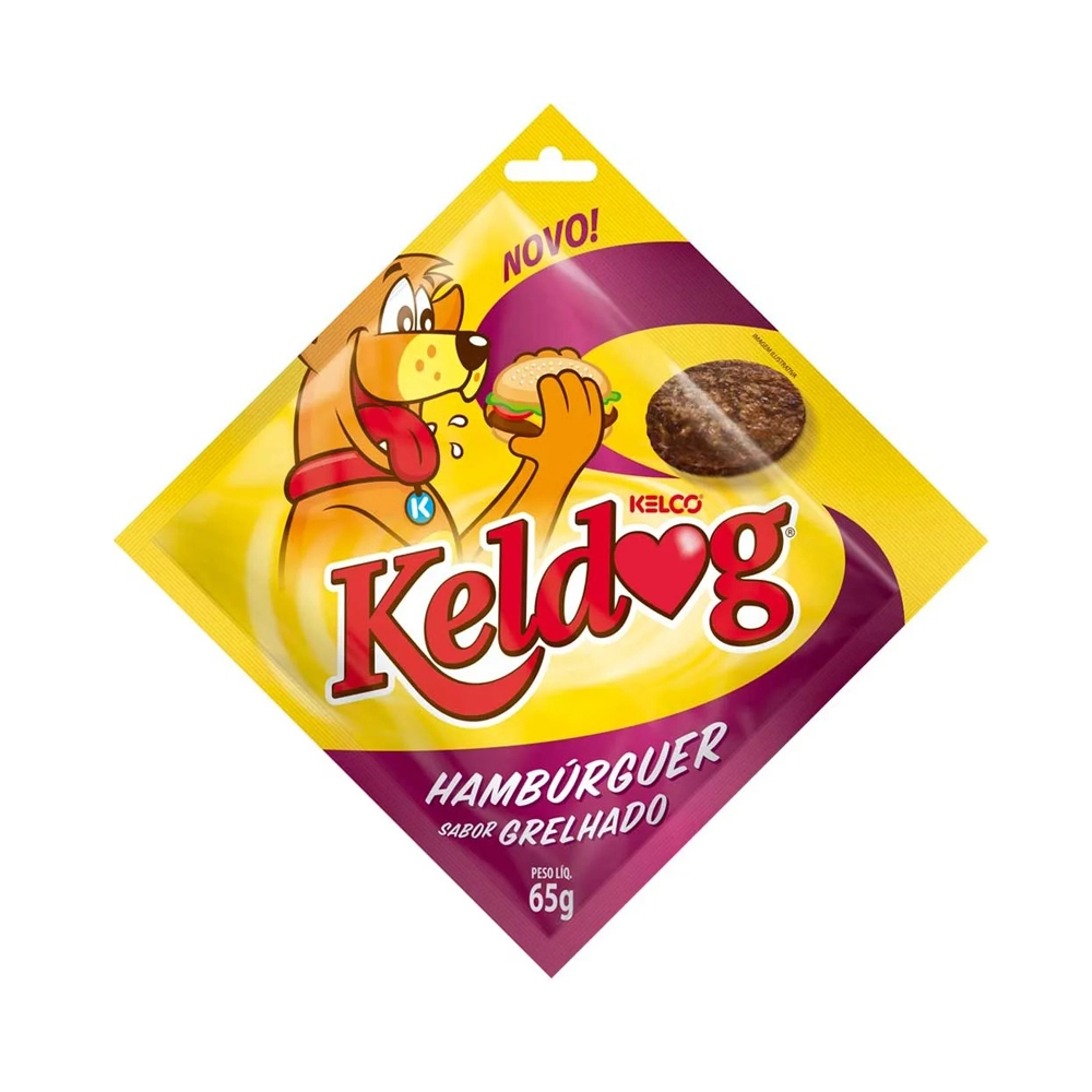 Petisco Para Cães Adultos Hambúrguer Carne Keldog Sachê 65g