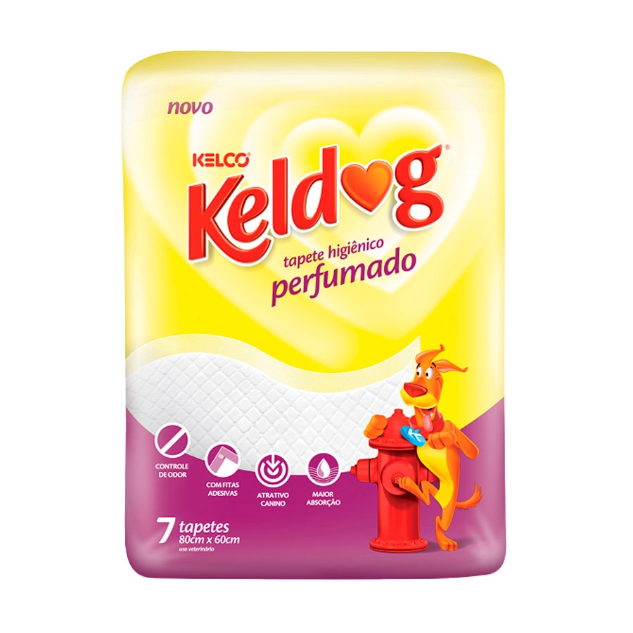 Tapete Higiênico Perfumado Para Cães Keldog 80cm X 60cm Pacote 7 Unidades
