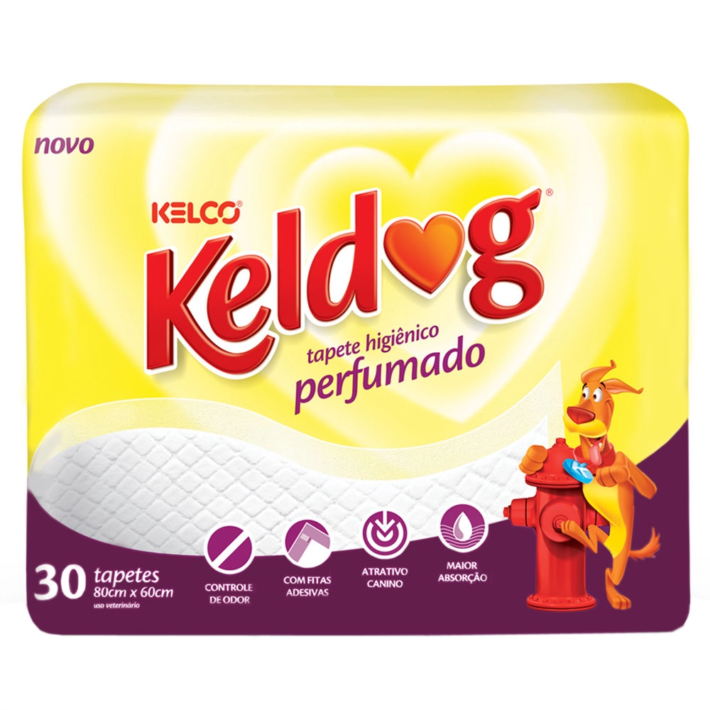 Tapete Higiênico Perfumado Para Cães Keldog 80cm X 60cm Pacote 30 Unidades