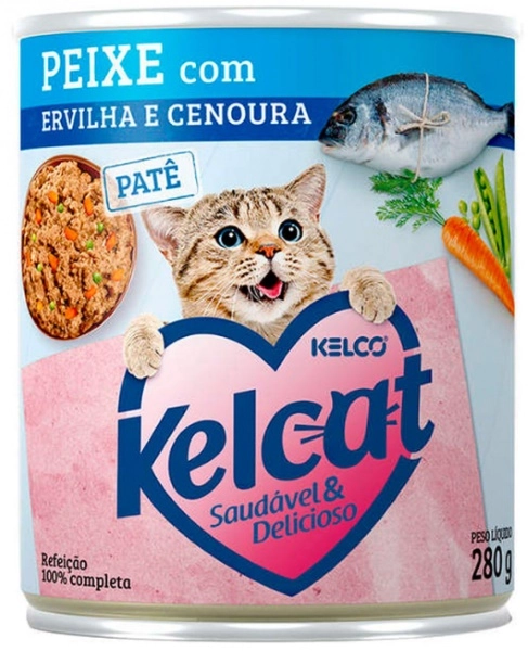Racao Kelcat 280g Peixe/ervilha/cenoura