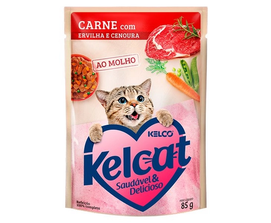 Alim P/gatos Kelcat Carne/erv/cen Sache 85g