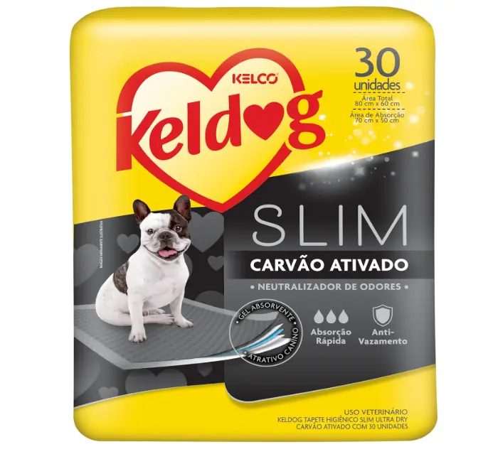 Tapete Higienico Keldog P/ Cães Slim Ultra Carvão Ativado C/30 Un