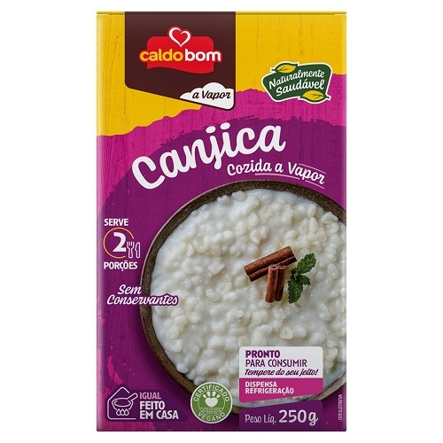 Canjica Branca Cozida No Vapor Caldo Bom Caixa 250g