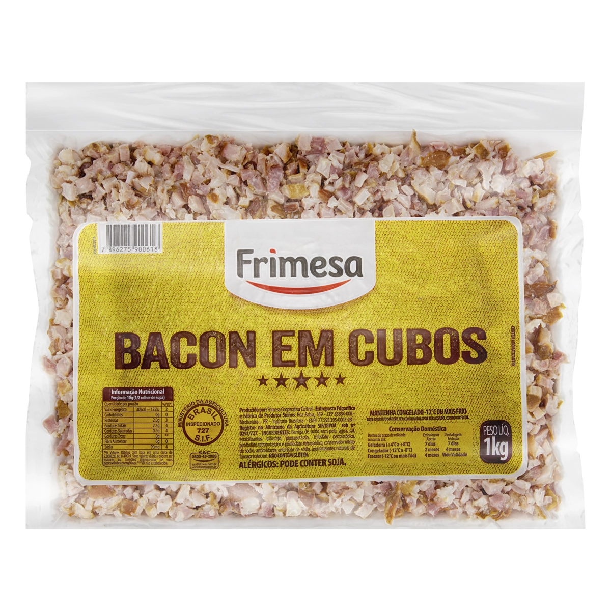 Bacon Defumado Em Cubos Frimesa 1kg