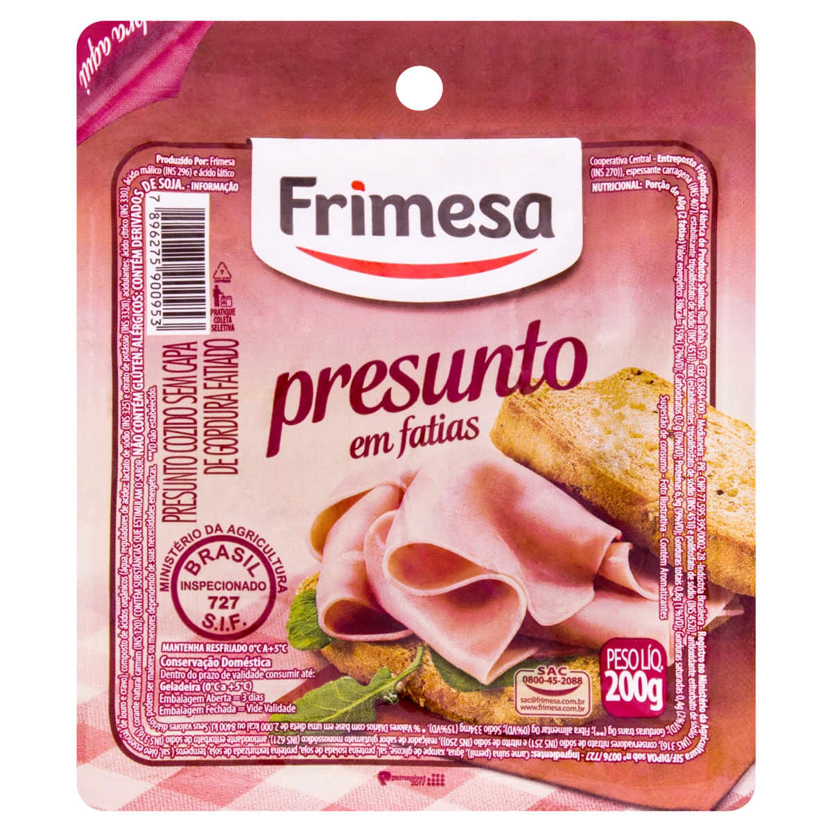 Presunto Cozido Fatiado Sem Capa De Gordura Frimesa 200g