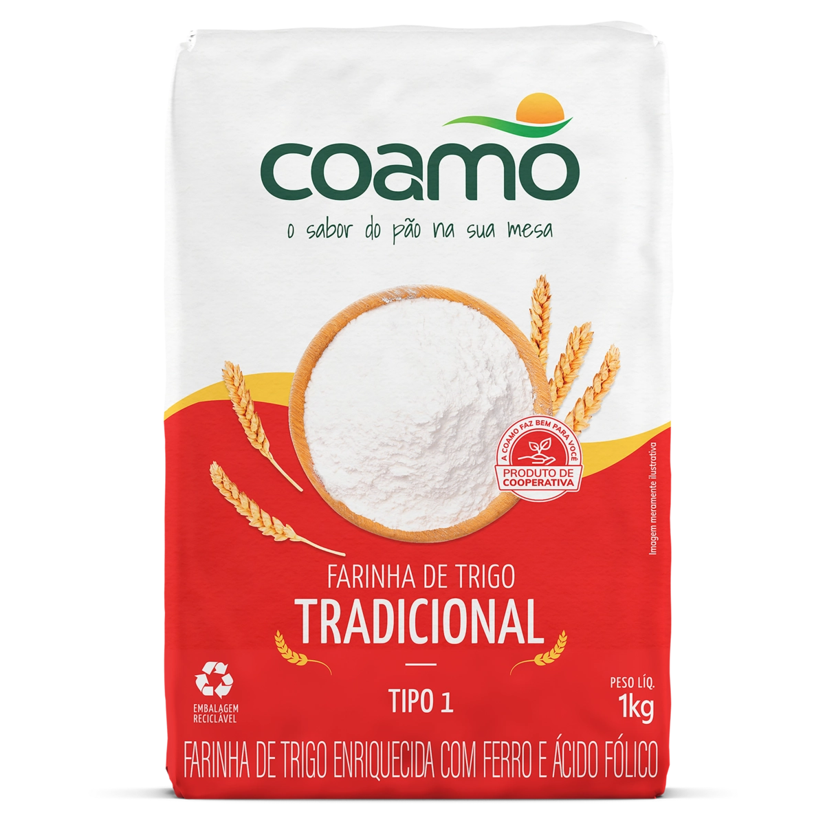 Farinha De Trigo Tipo 1 Tradicional Coamo Pacote 1kg