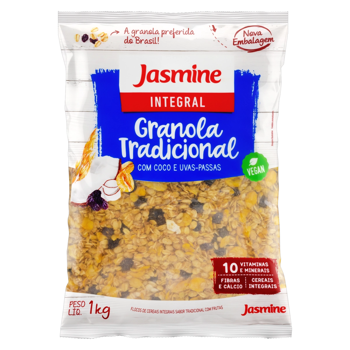 Granola Integral Com Frutas Tradicional Jasmine Pacote 1kg