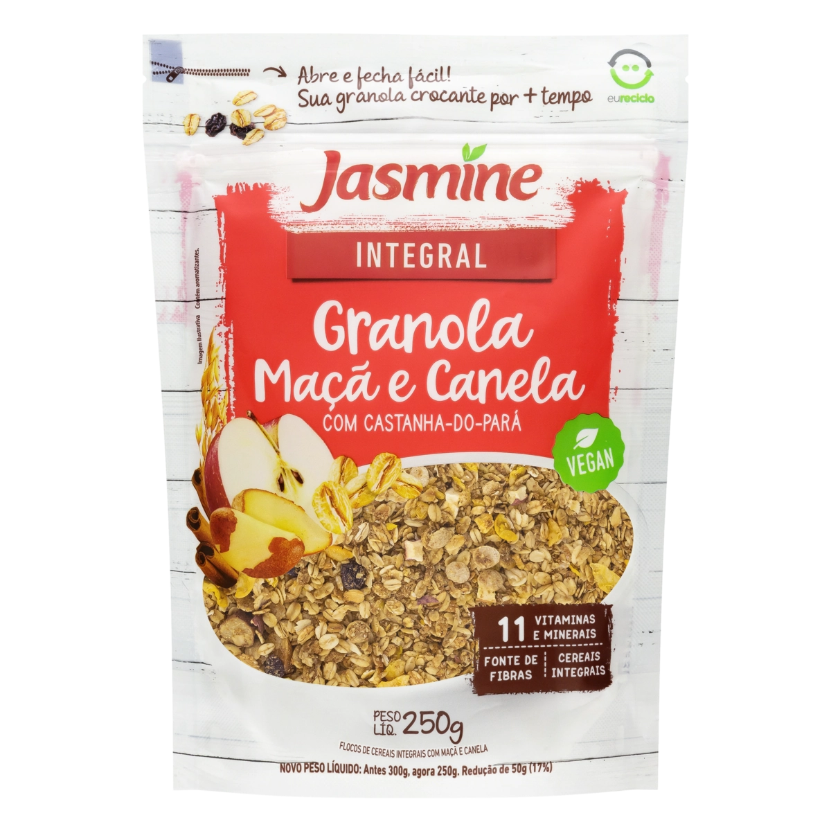 Granola Integral Maçã E Canela Jasmine Pouch 250g