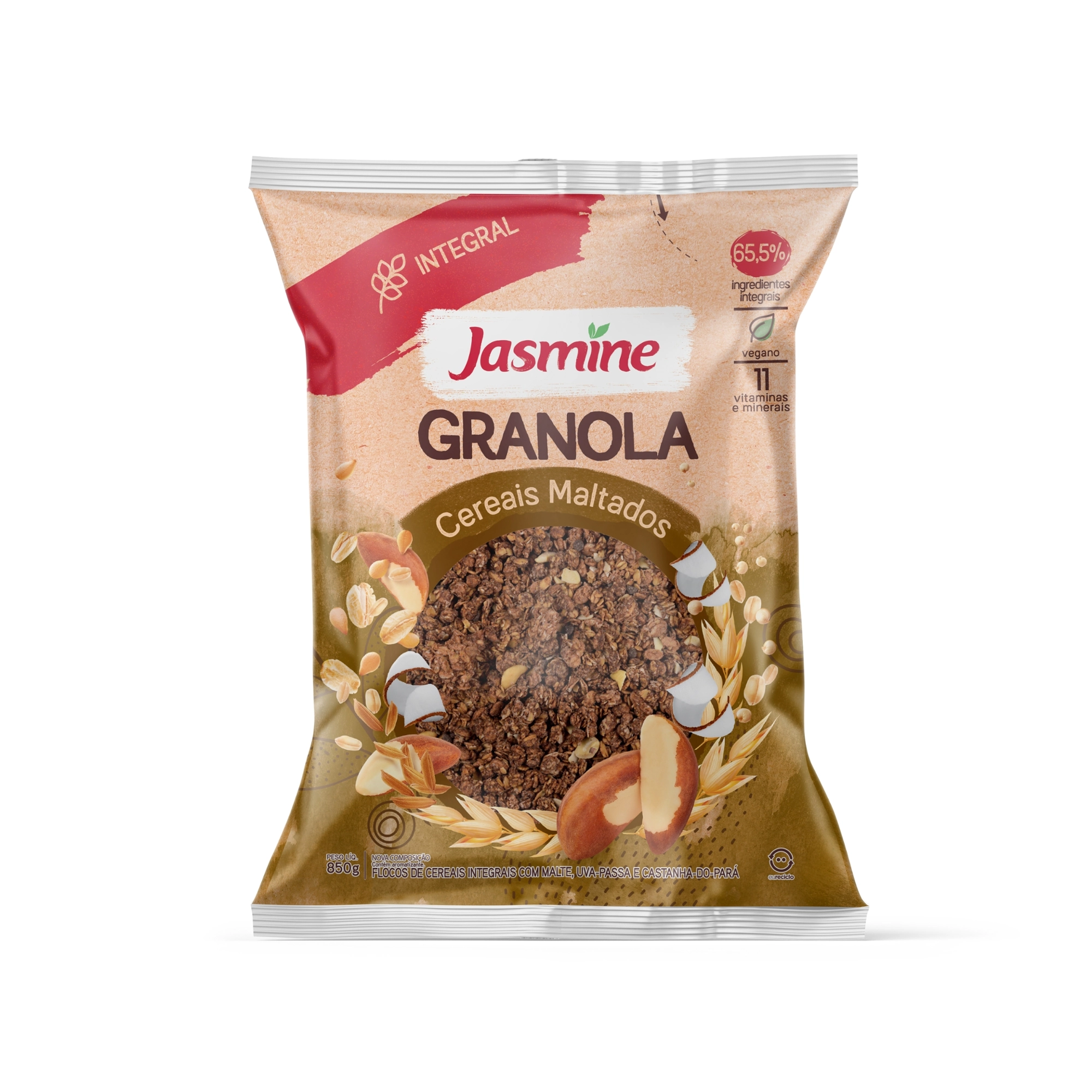 Granola Integral Cereais Maltados Jasmine Pacote 850g