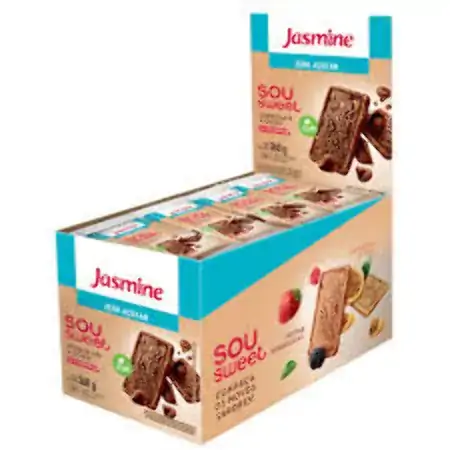 Biscoito Sou Sweet Chocolate Gotas Zero Açúcar Cx12 Jasmine Doce Viver