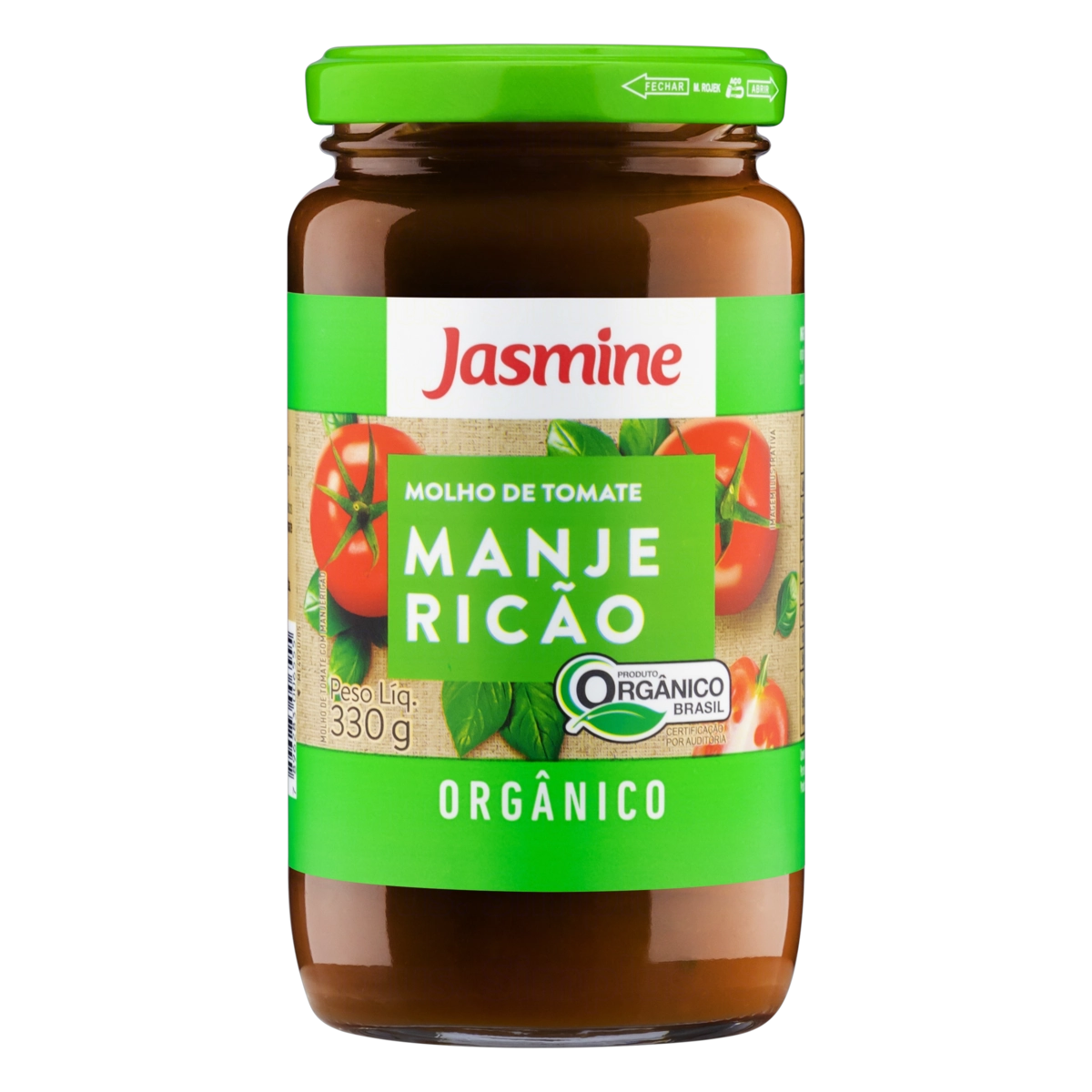 Molho De Tomate Com Manjericão Orgânico Jasmine Vidro 330g