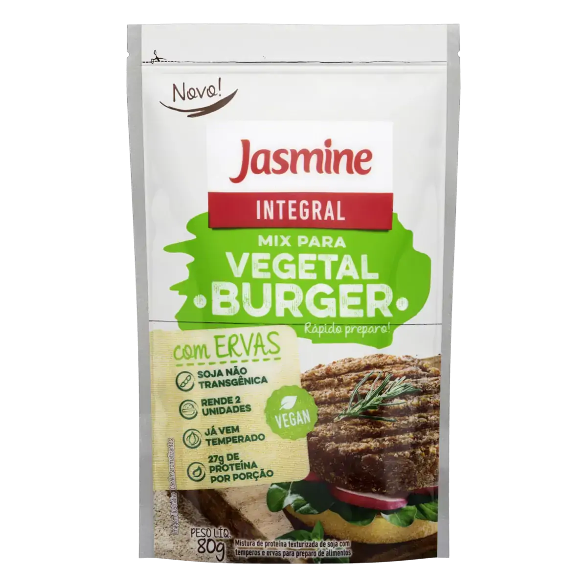 Mix Para Vegetal Burger Com Ervas Integral Jasmine Pacote 80g