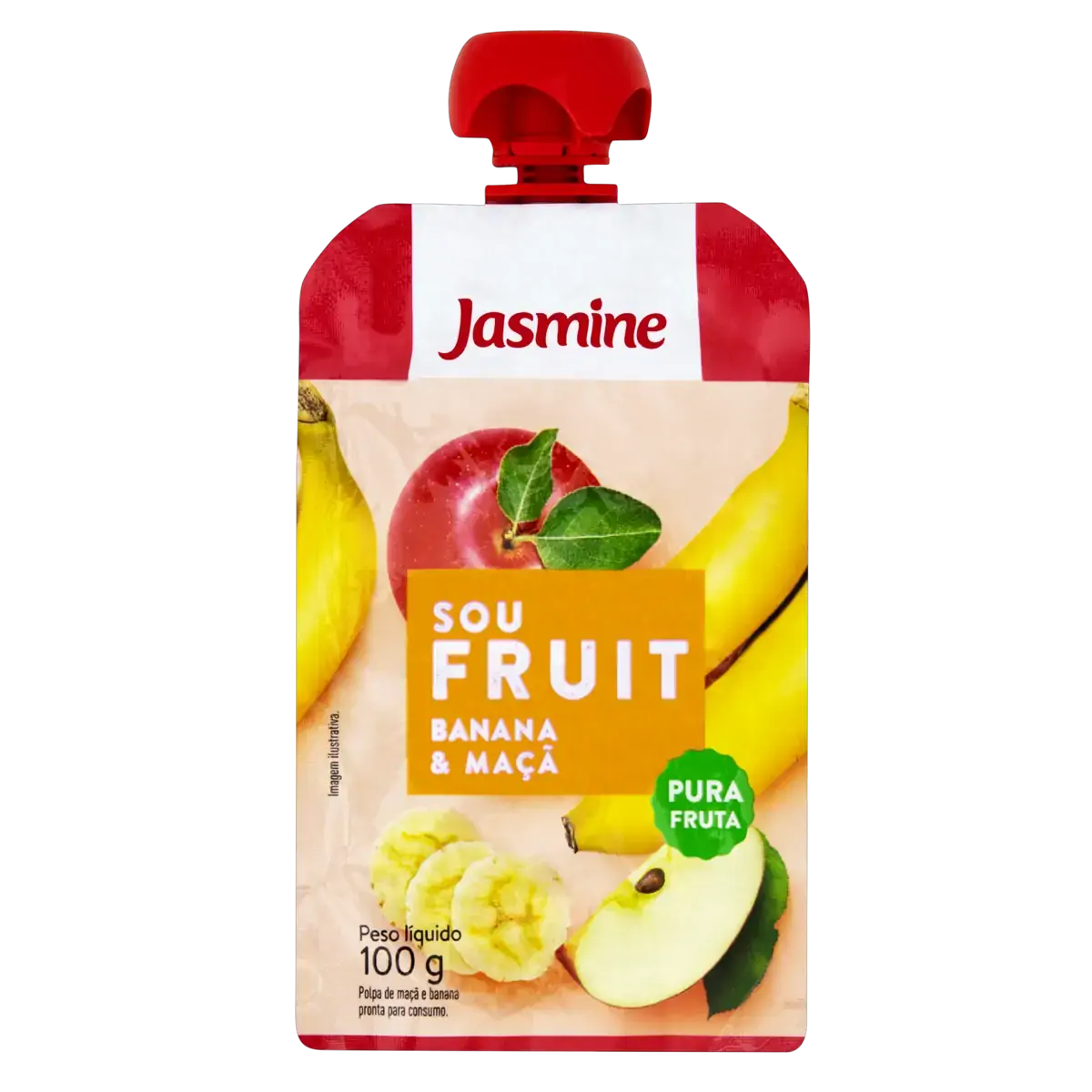 Purê De Frutas Banana E Maçã Jasmine Sou Fruit Squeeze 100g