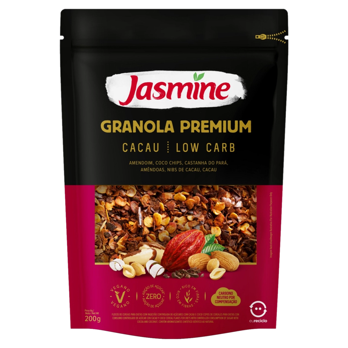 Granola Low Carb Cacau Jasmine Premium Pouch 200g