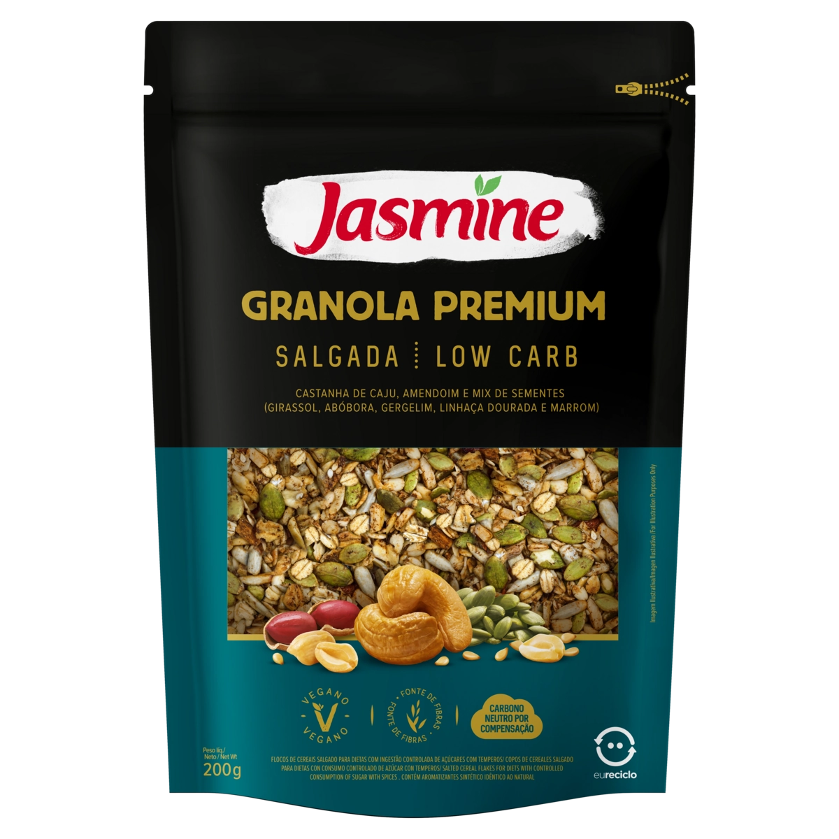 Granola Salgada Low Carb Jasmine Premium Pouch 200g