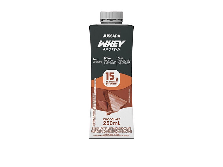 Bebida Láctea Uht Chocolate Zero Lactose Jussara Whey Protein Caixa 250ml