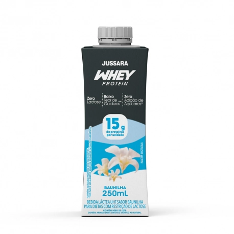 Bebida Láctea Uht Baunilha Zero Lactose Jussara Whey Protein Caixa 250ml