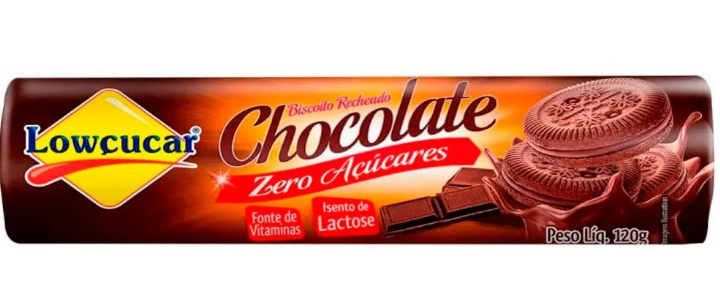 Biscoito Recheio Chocolate Zero Lactose Zero Açúcar Lowçucar Pacote 120g