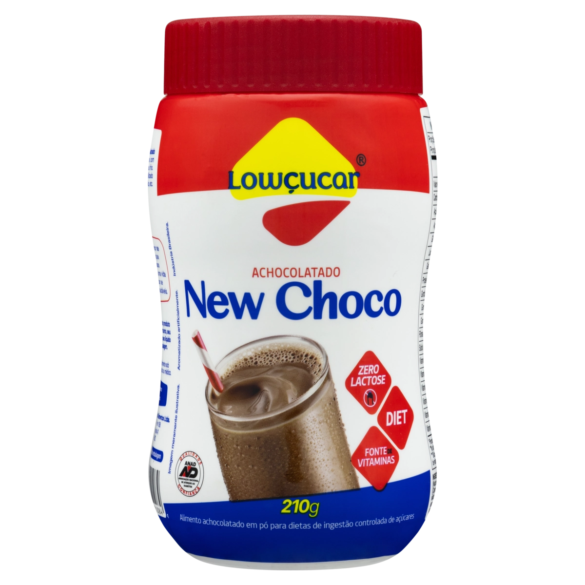 Achocolatado Pó Zero Lactose Zero Açúcar Lowçucar New Choco Pote 210g