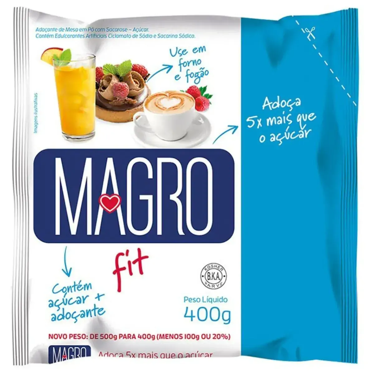 Adoçante Em Pó Sacarose Magro Fit Pacote 400g