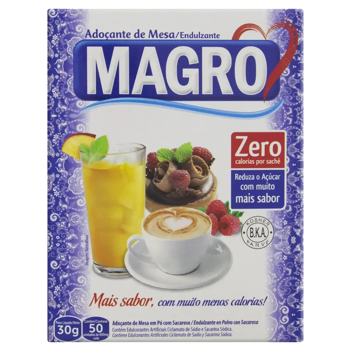 Adoçante Em Pó Sacarose Magro Caixa 25g 50 Unidades