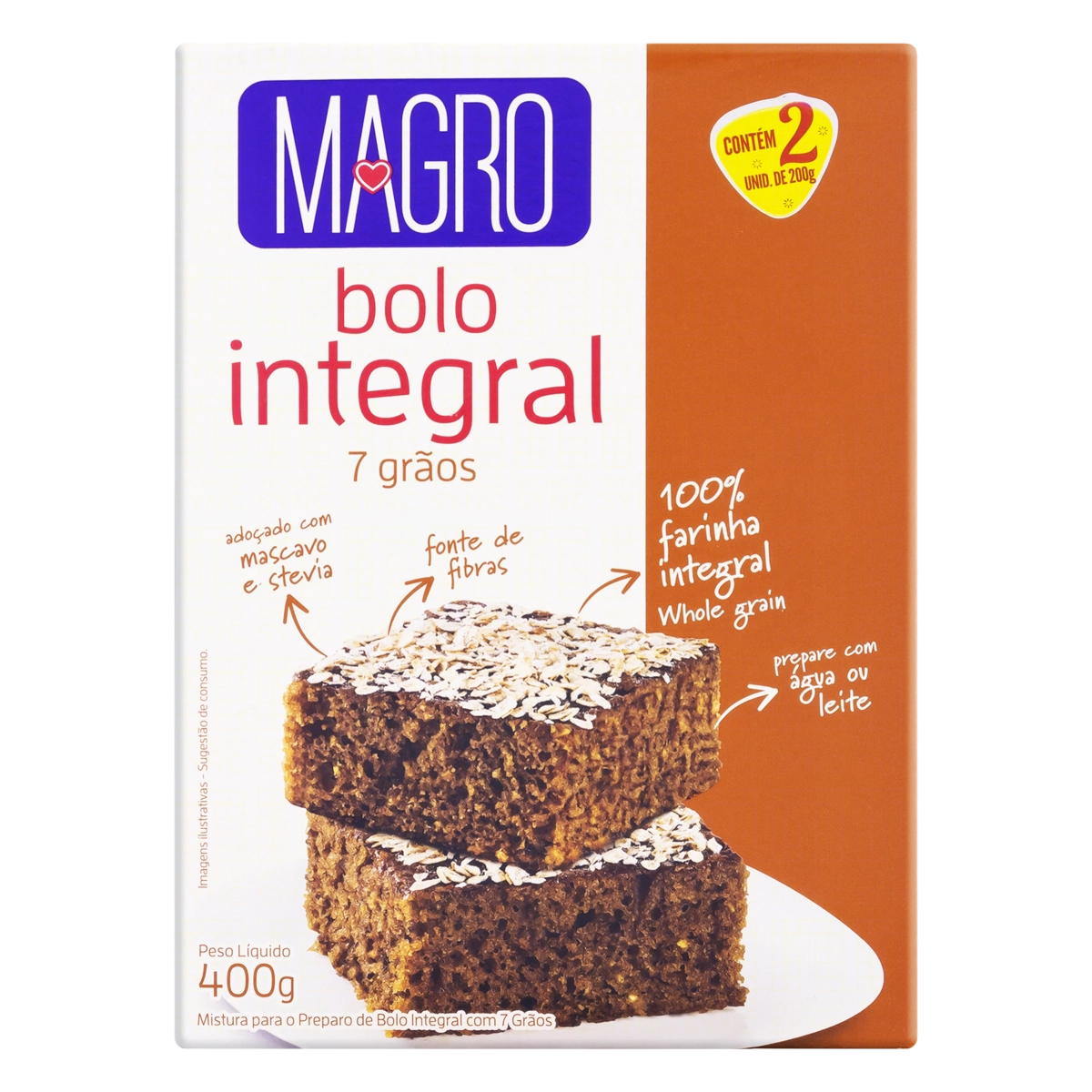 Mistura Para Bolo Integral 7 Grãos Magro Caixa 400g