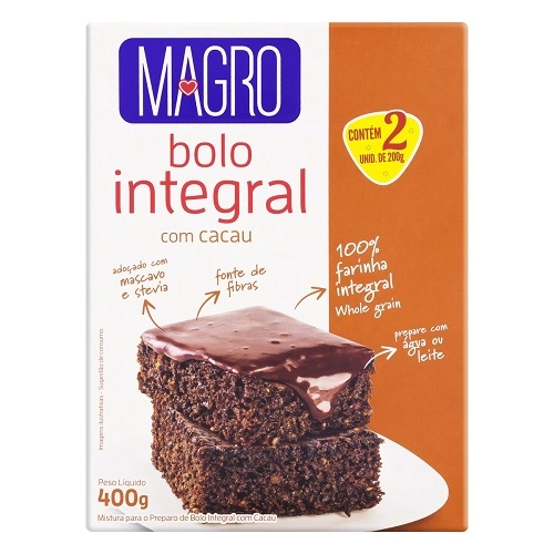 Mistura Para Bolo Integral Cacau Magro Caixa 400g
