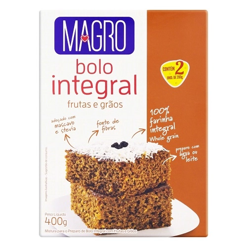 Mistura Para Bolo Integral Frutas E Grãos Magro Caixa 400g
